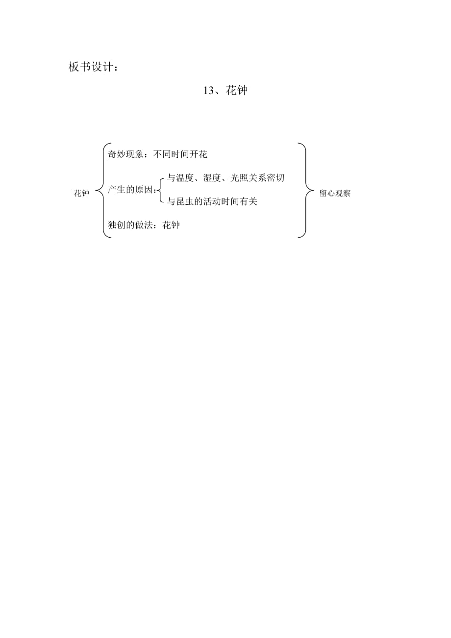 语文人教版三年级上册花钟板书设计_第1页