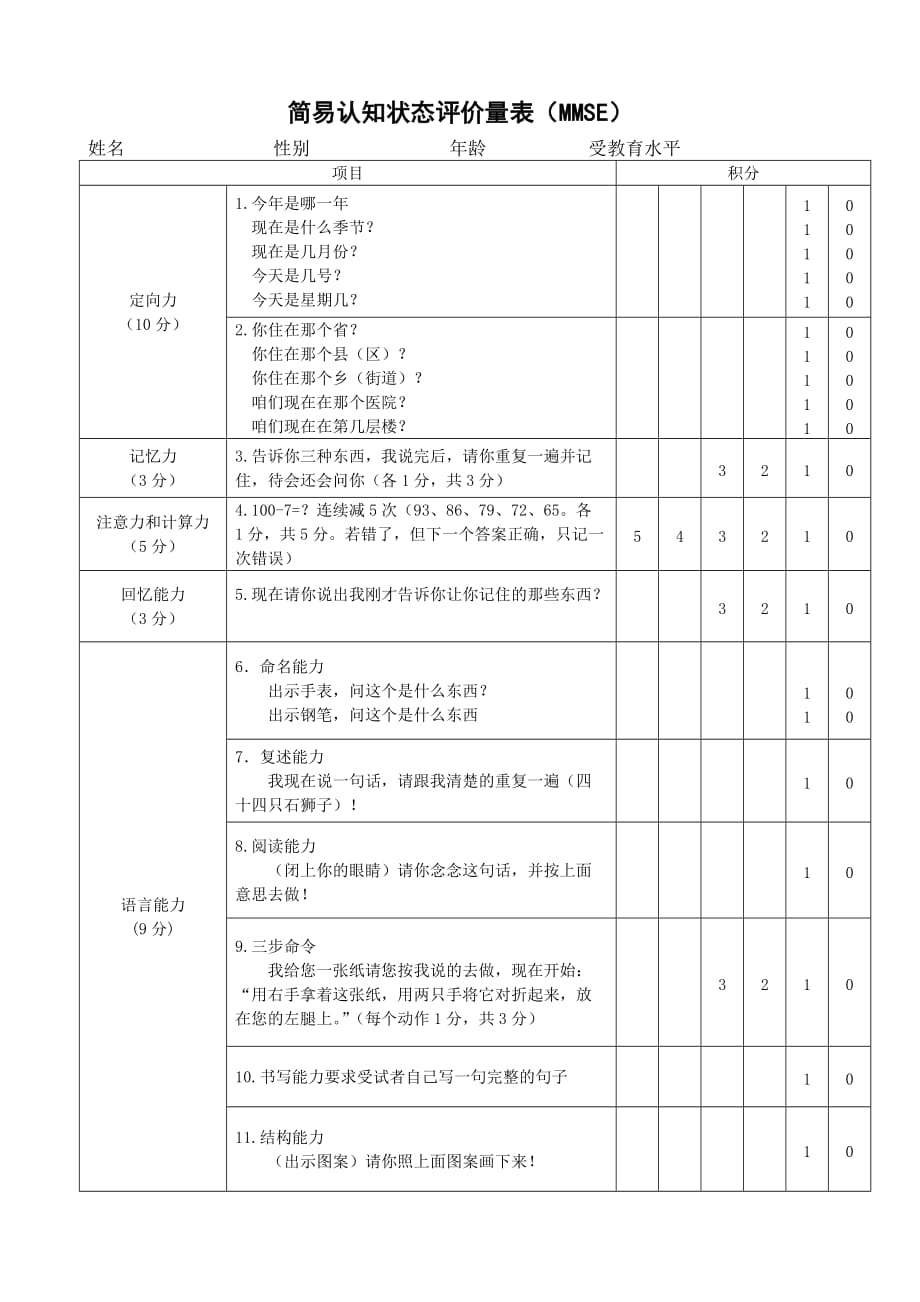 认知状态评价量表_第1页