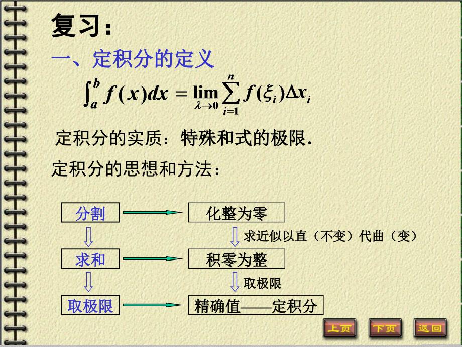 微积分（上下册）（第2版）陈一宏（电子课件）教学课件定积分小结_第1页