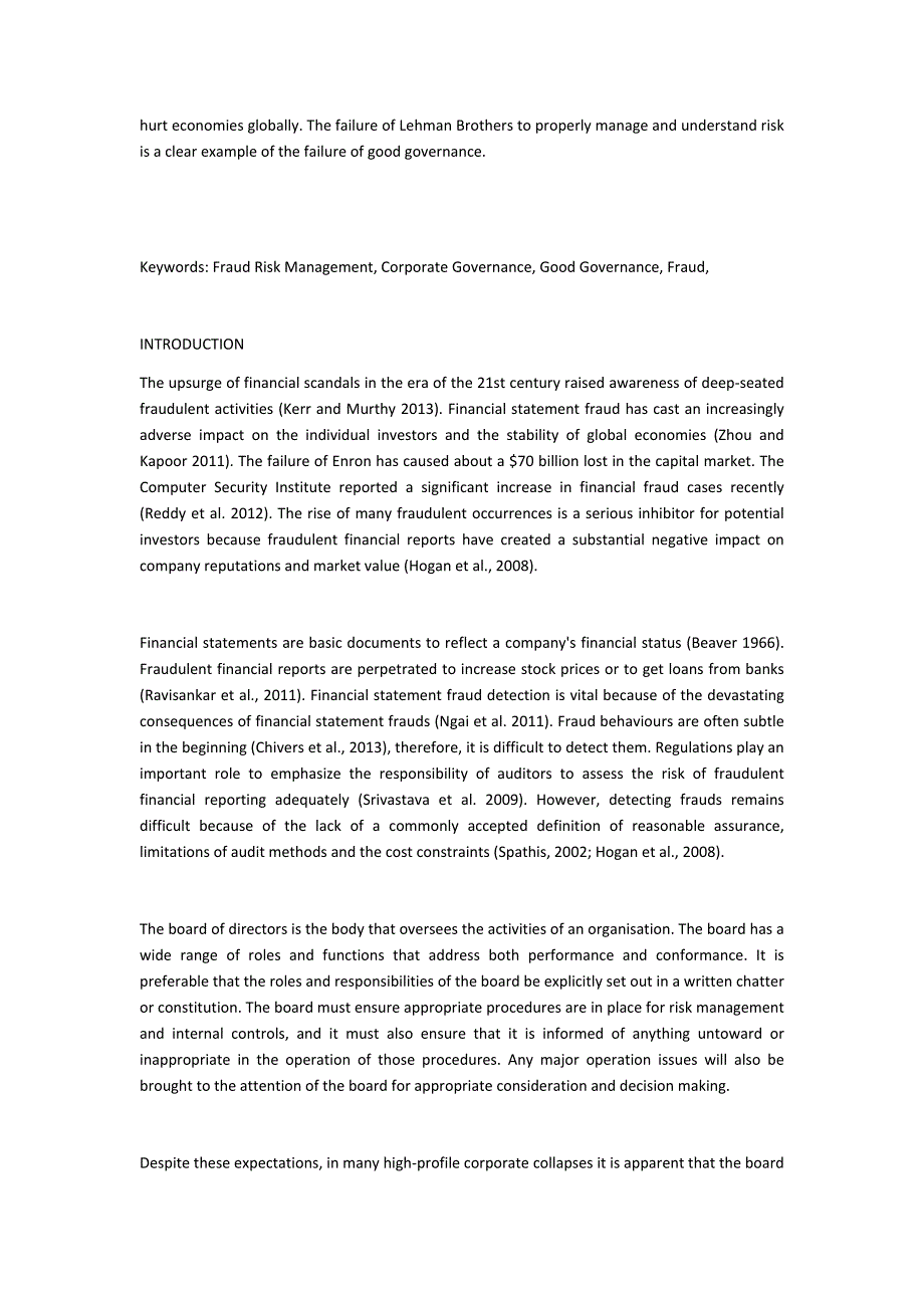 【精品文档】68中英文双语财务管理会计专业毕业设计外文文献翻译成品：金融财务欺诈风险管理和公司治理_第2页