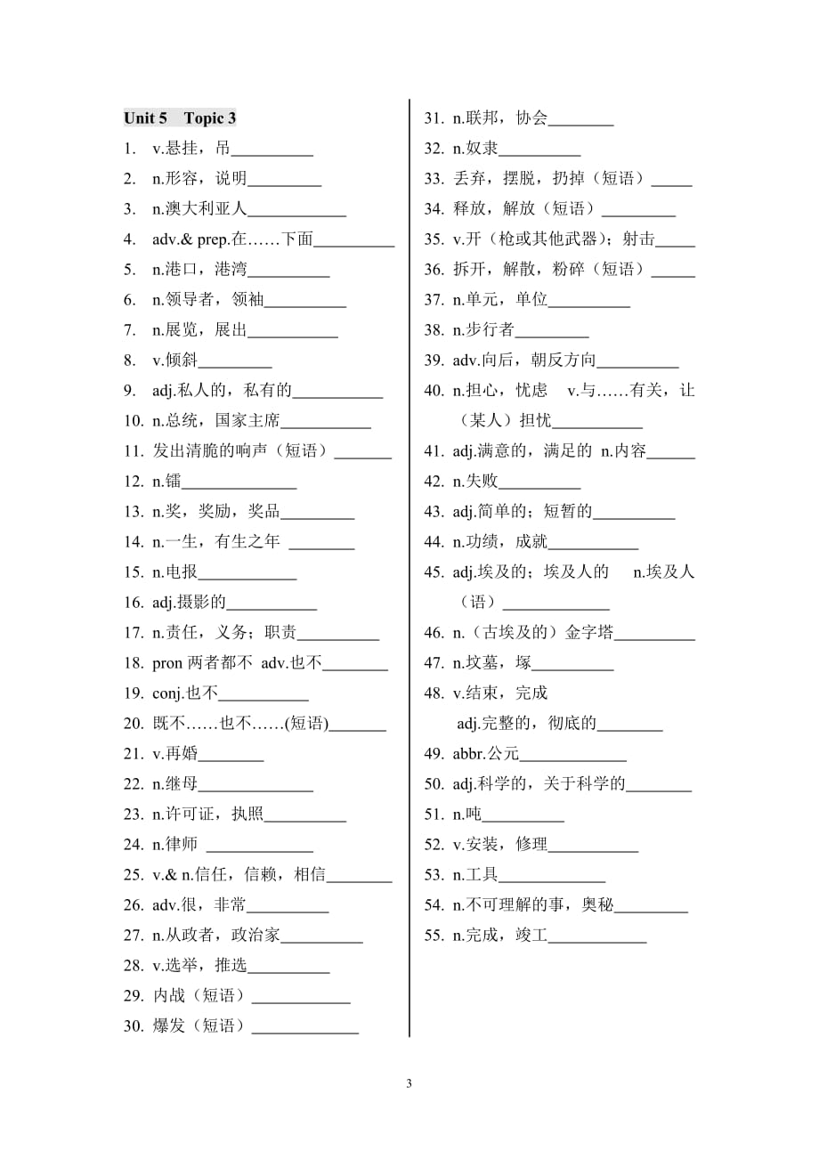 2016版仁爱英语九年级下册单词(中文默写版).doc_第3页