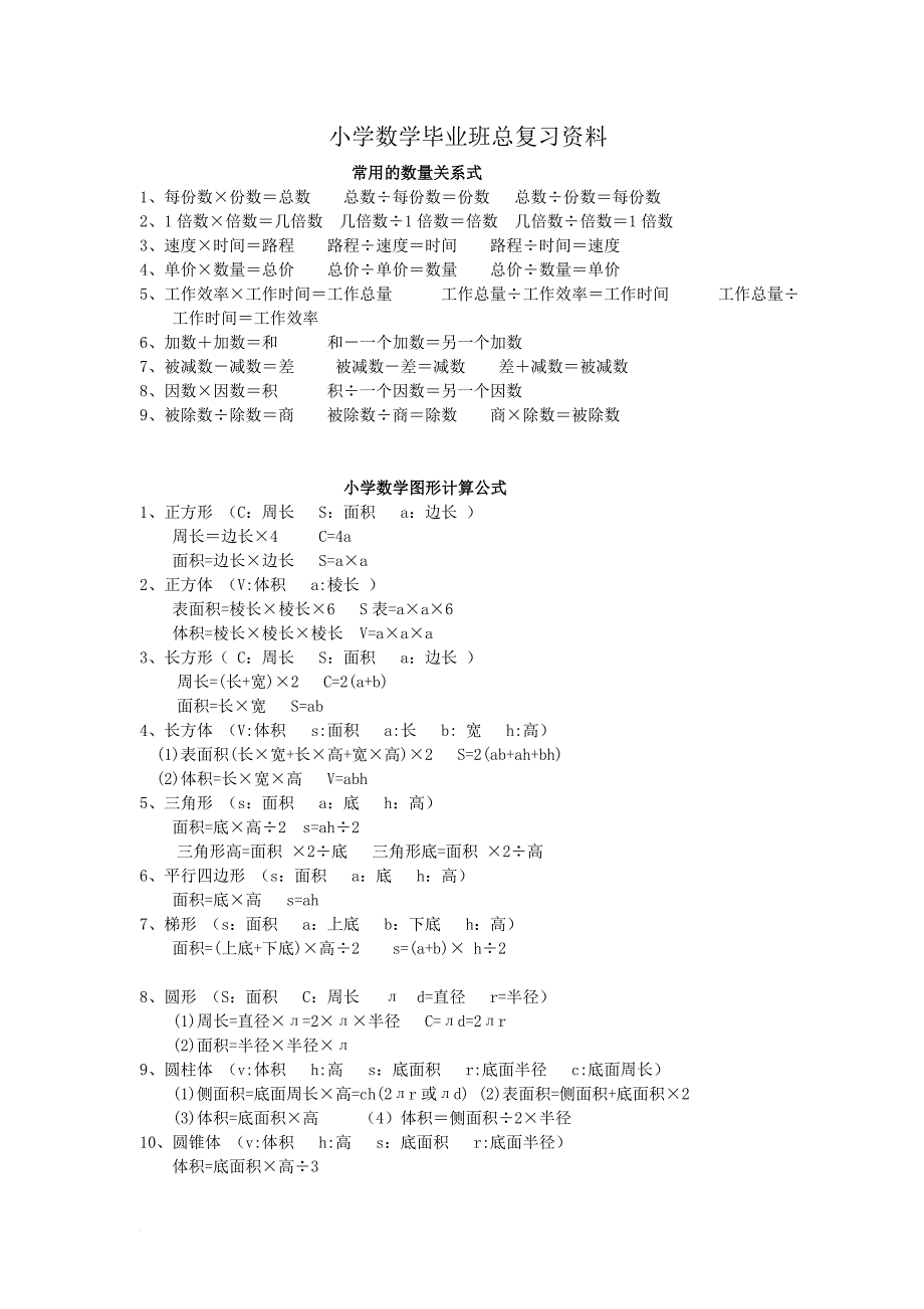 2018小学数学毕业班总复习大全.doc_第1页