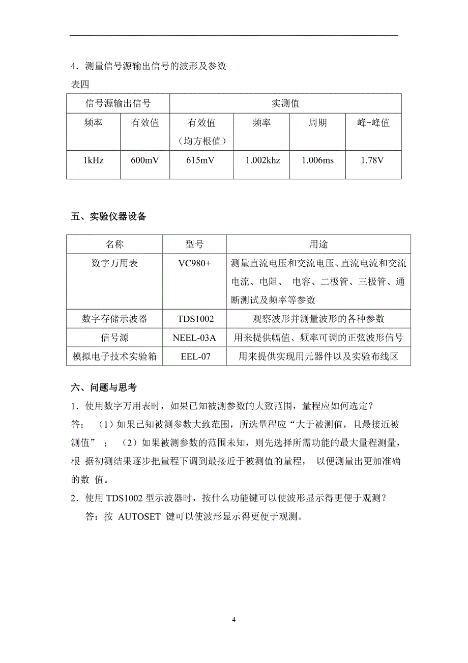 大连理工大学-《模拟电子线路实验》实验报告_第4页