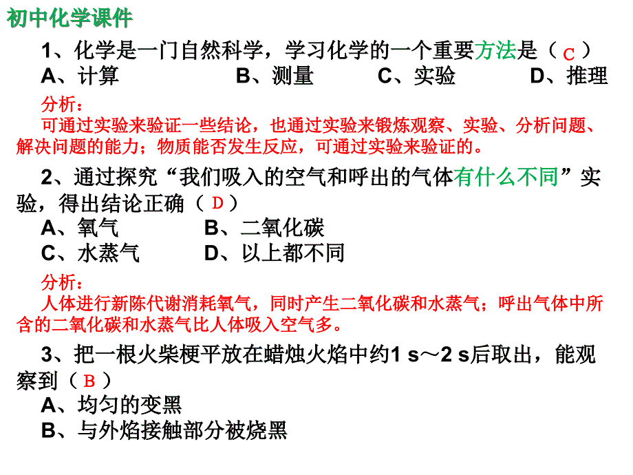 化学是一门以实验为基础的科学课件（同步训练）_第1页