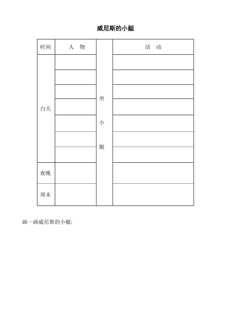 语文人教版五年级下册威尼斯的小艇表格_第1页