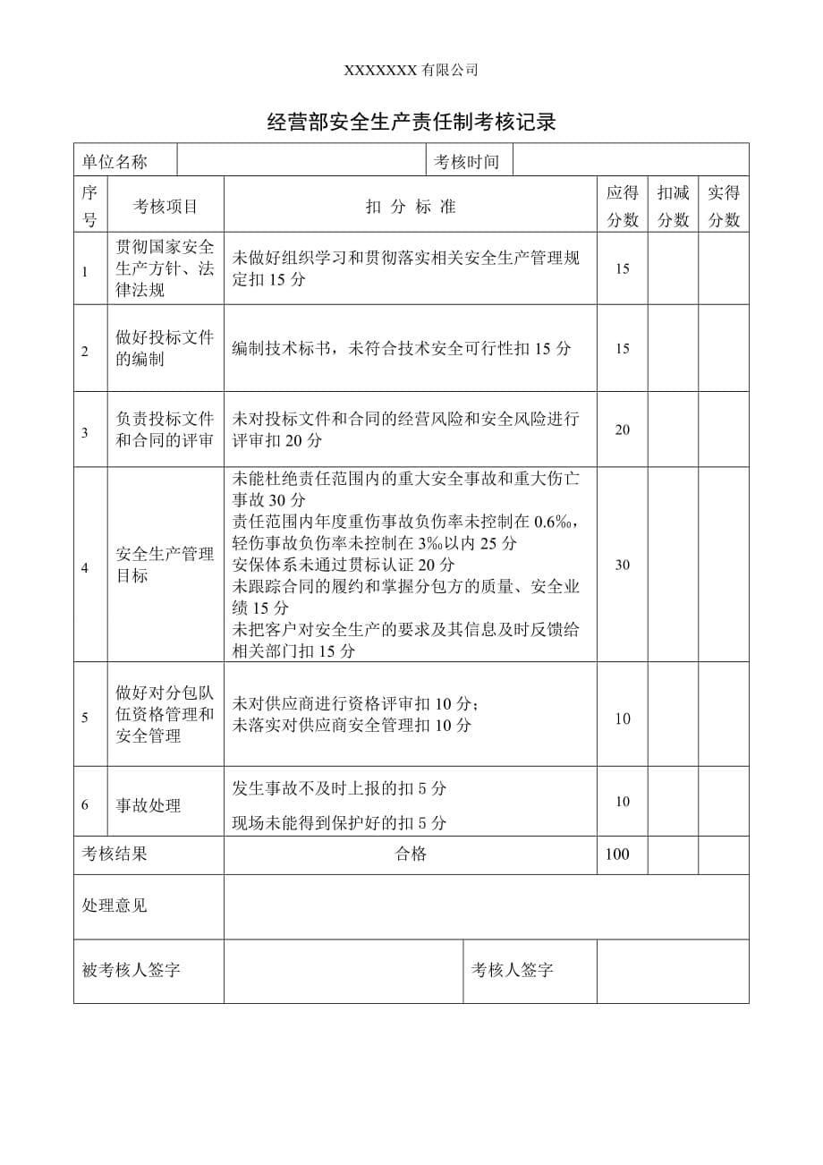 安全生产责任制考核记录(同名9134)_第5页