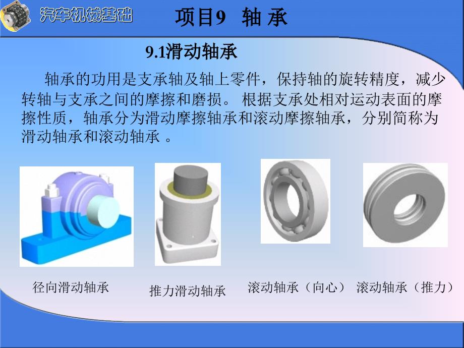 汽车机械基础项目化教学标准教程配套教学课件傅华娟ppt项目9轴承_第2页