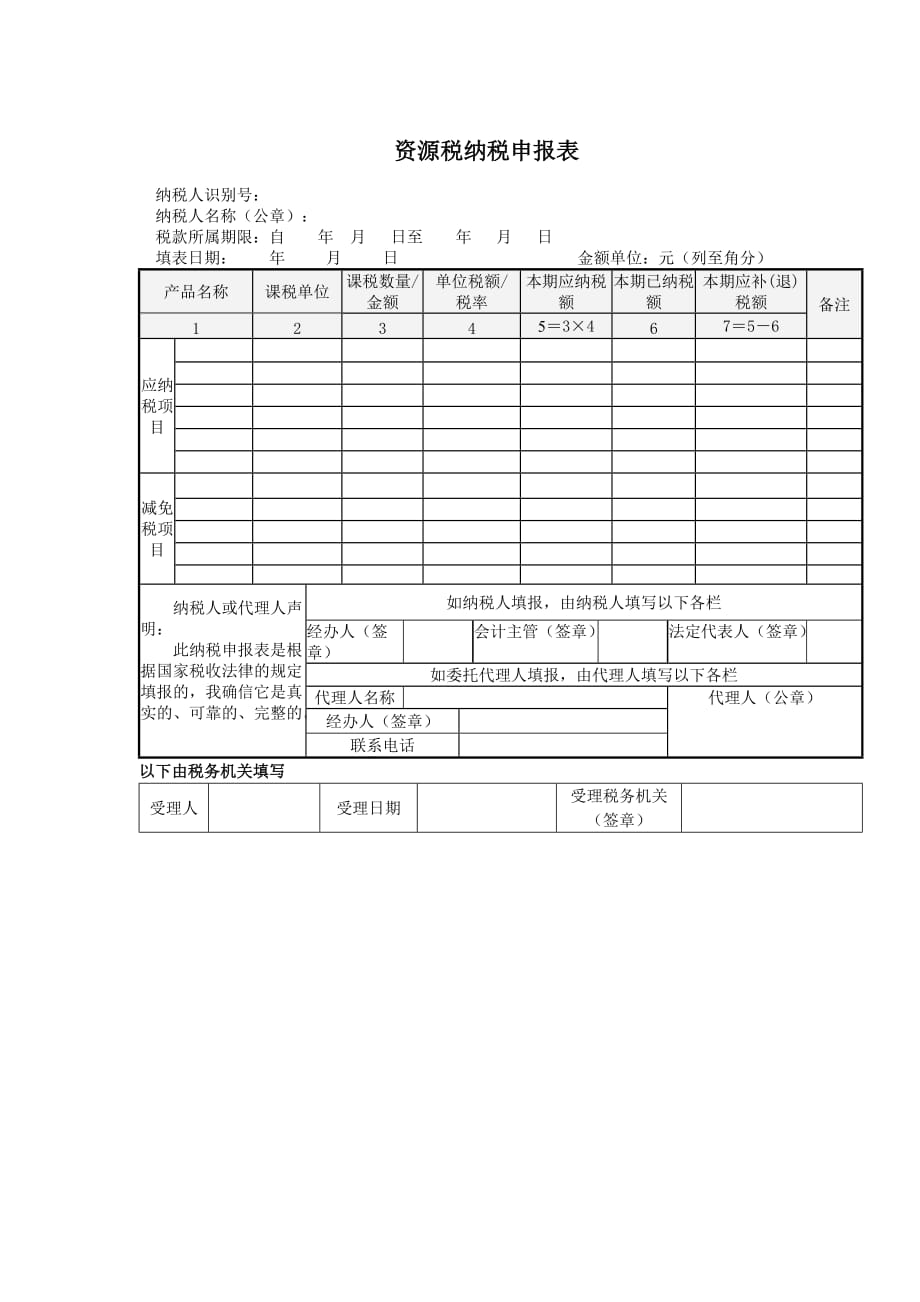 梁伟样制作全套配套课件税务会计第四版资源税纳税申报表_第1页