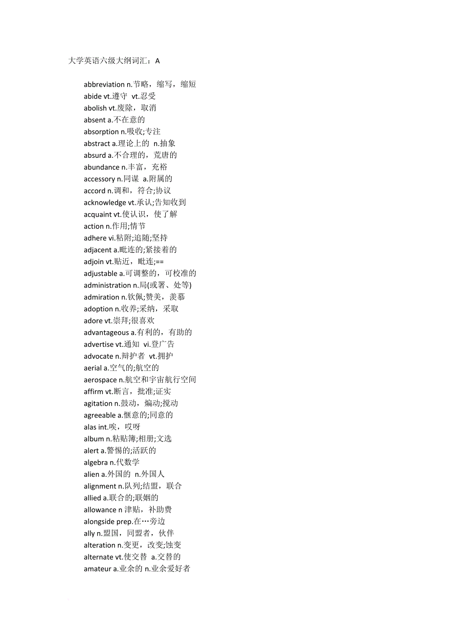 英语6级大纲词汇汇总--最全.doc_第1页