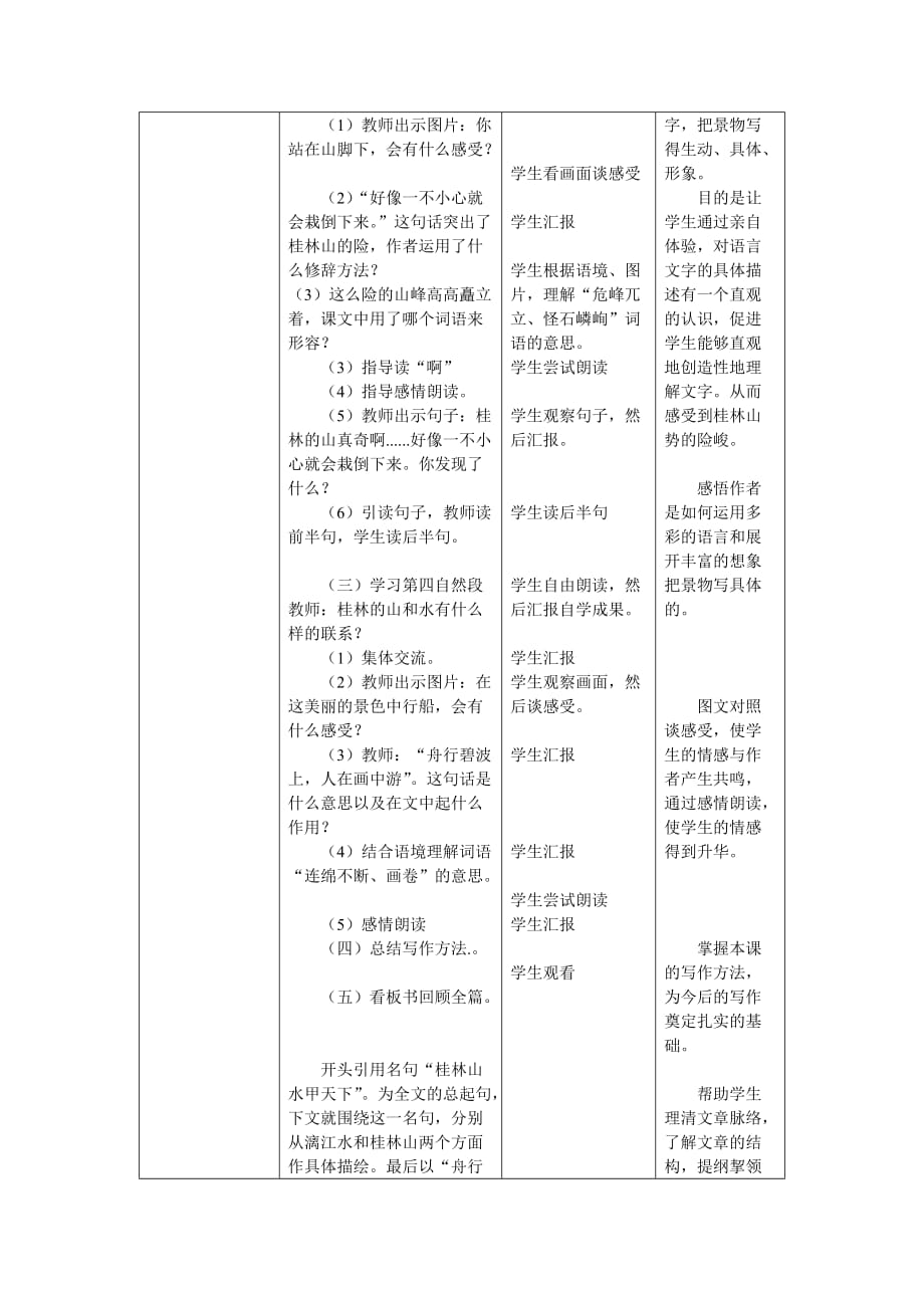 语文人教版四年级下册刘文利桂林山水教学设计_第3页