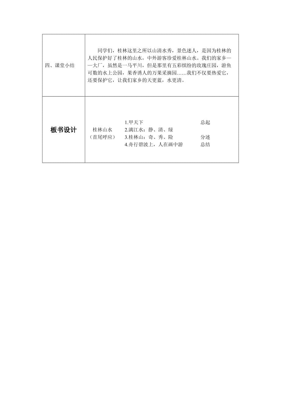 语文人教版四年级下册刘文利桂林山水教学设计_第5页