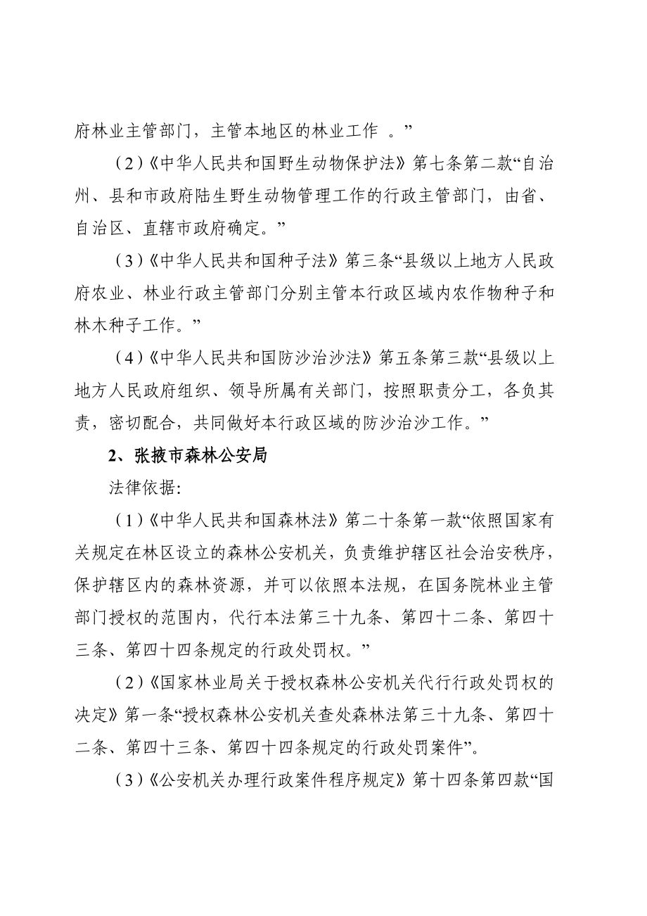 张掖市林业局行政执法依据_第2页