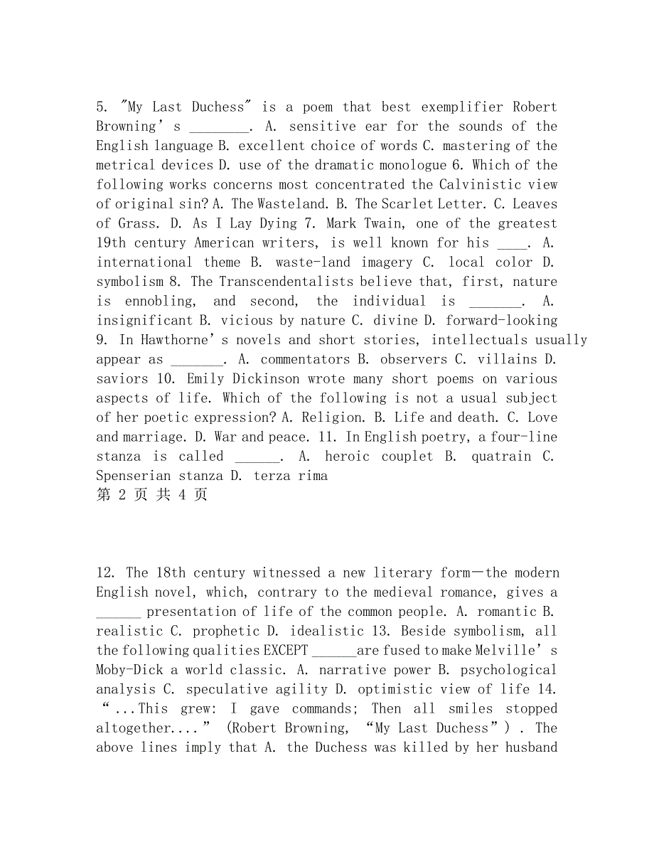 武汉科技大学英美文学基础(857)2013考研试题研究生入学考试试题考研真题.doc_第2页