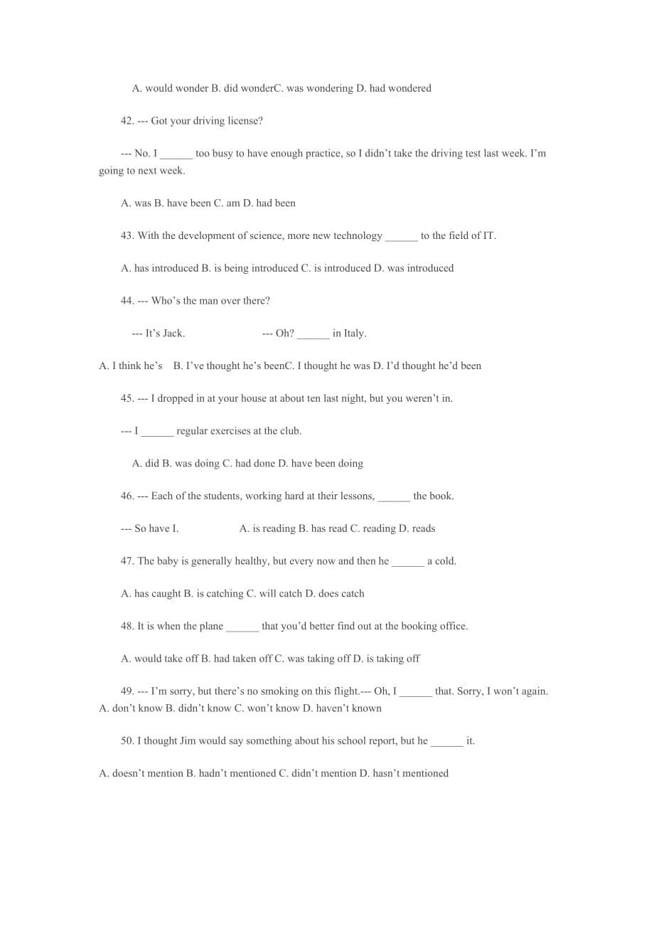高考英语时态练习题及答案.doc_第5页