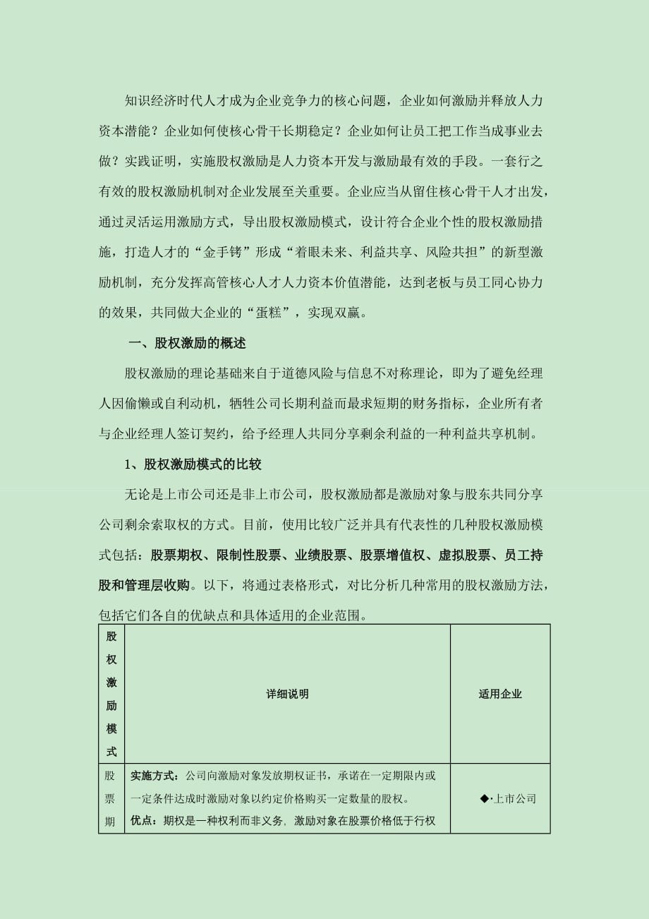 股权激励不同模式优劣比较.doc_第1页