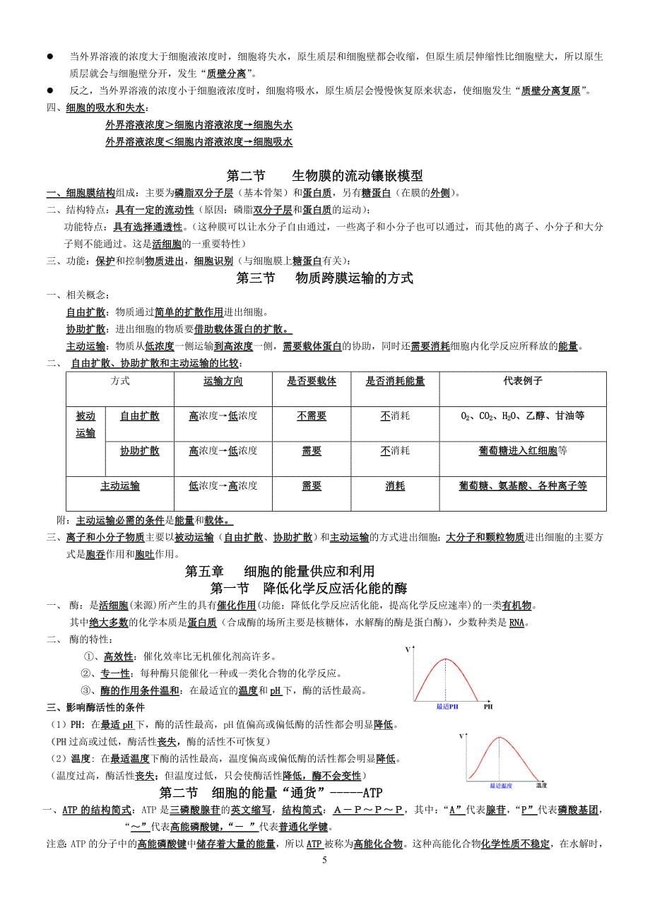 高中生物学业水平测试知识点(必一、三).doc_第5页