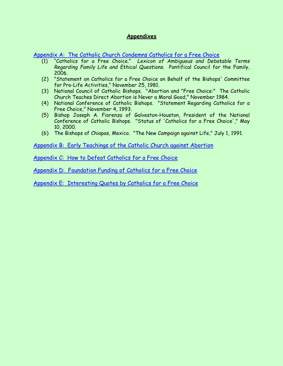 table of contents for catholics for a free choice …_第3页