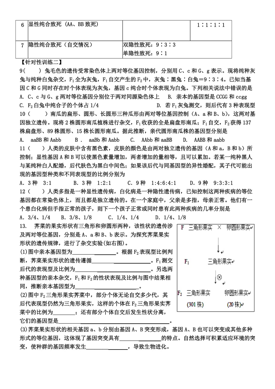 自由组合定律题型归纳及答案.doc_第4页