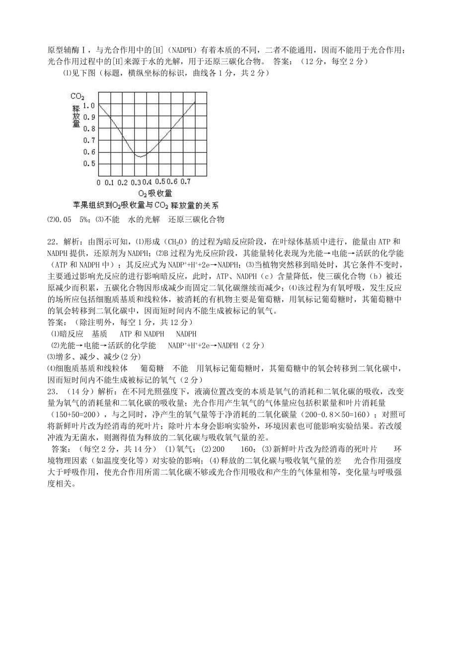 高中生物光合作用与呼吸作用复习题(经典习题).doc_第5页