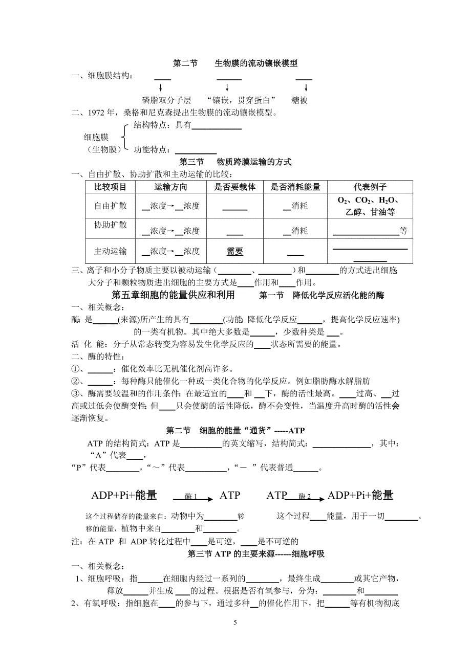 高中生物学考知识点总结(挖空版).doc_第5页