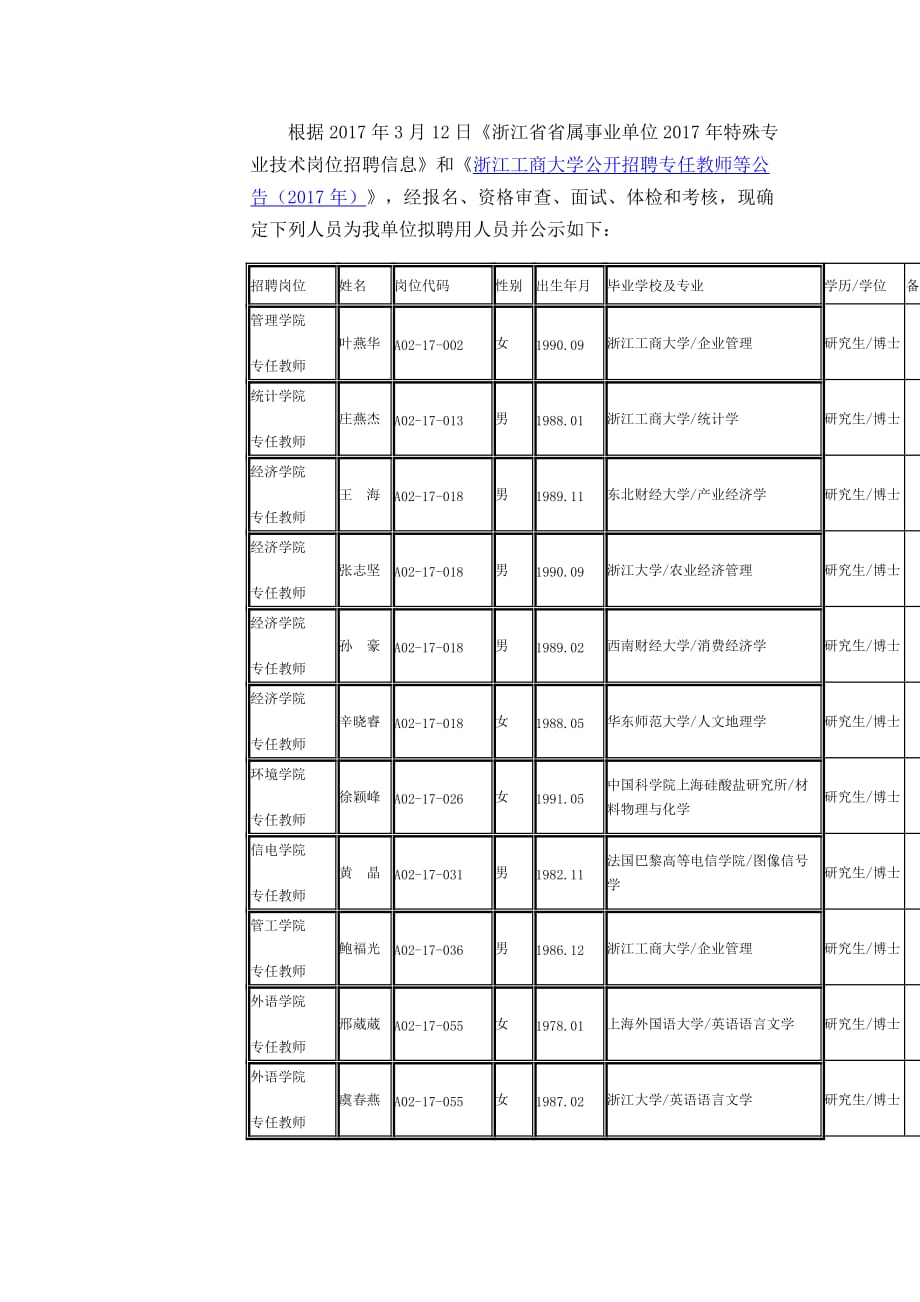 根据2017年3月12日《浙江省省属事业单位2017年特殊专业技_第1页