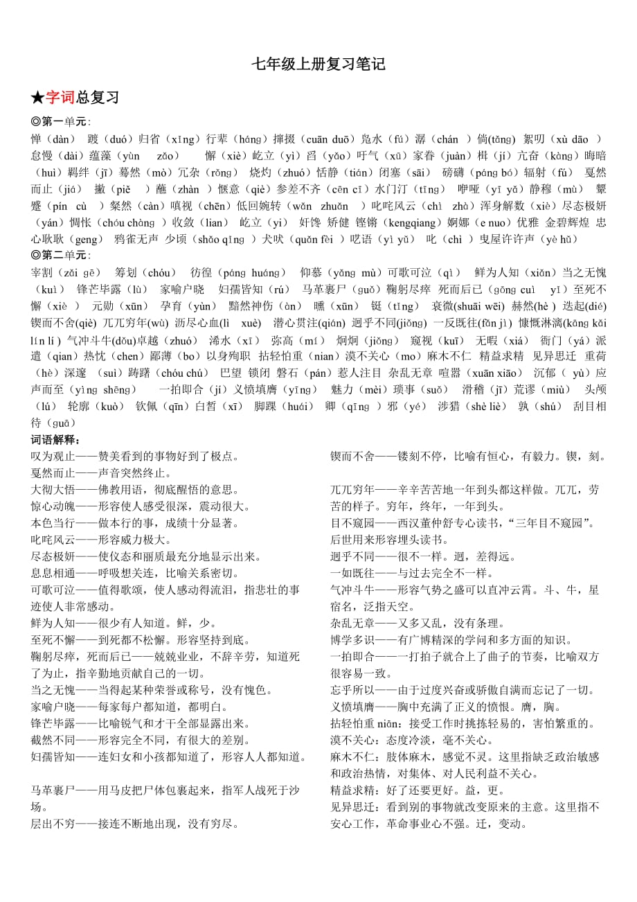 鲁教版七年级语文知识点精简版.doc_第1页