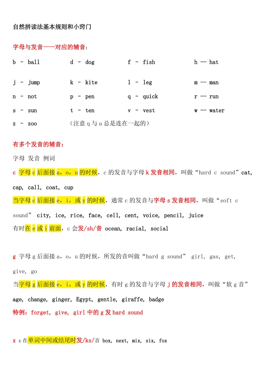 自然拼读法基本规则和小窍门.doc_第1页