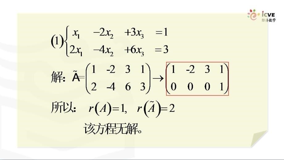 经济数学全套配套课件2版陈笑缘12.线性方程组的求解_第5页