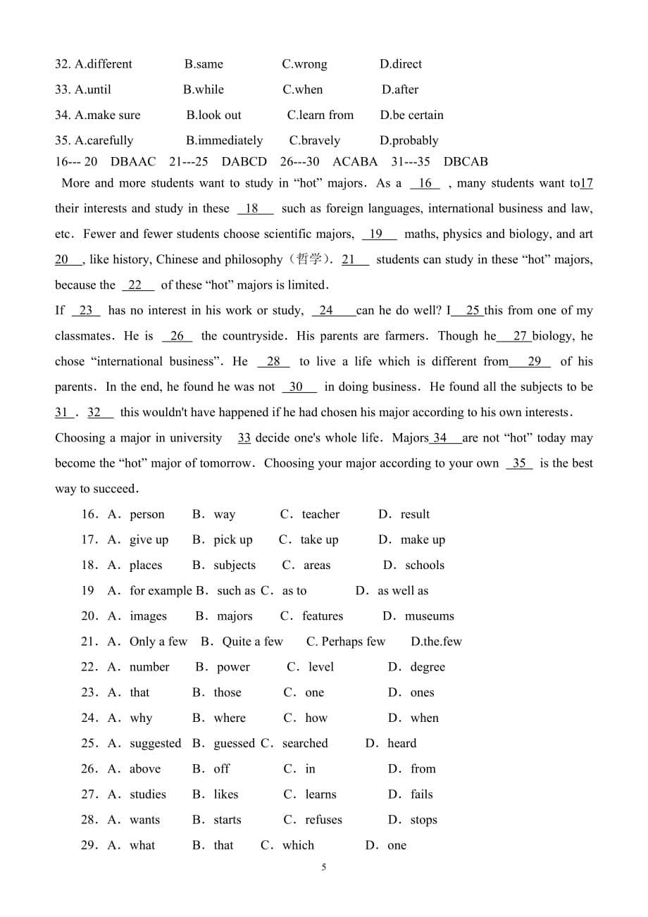 高一英语完形填空专项训练.doc_第5页