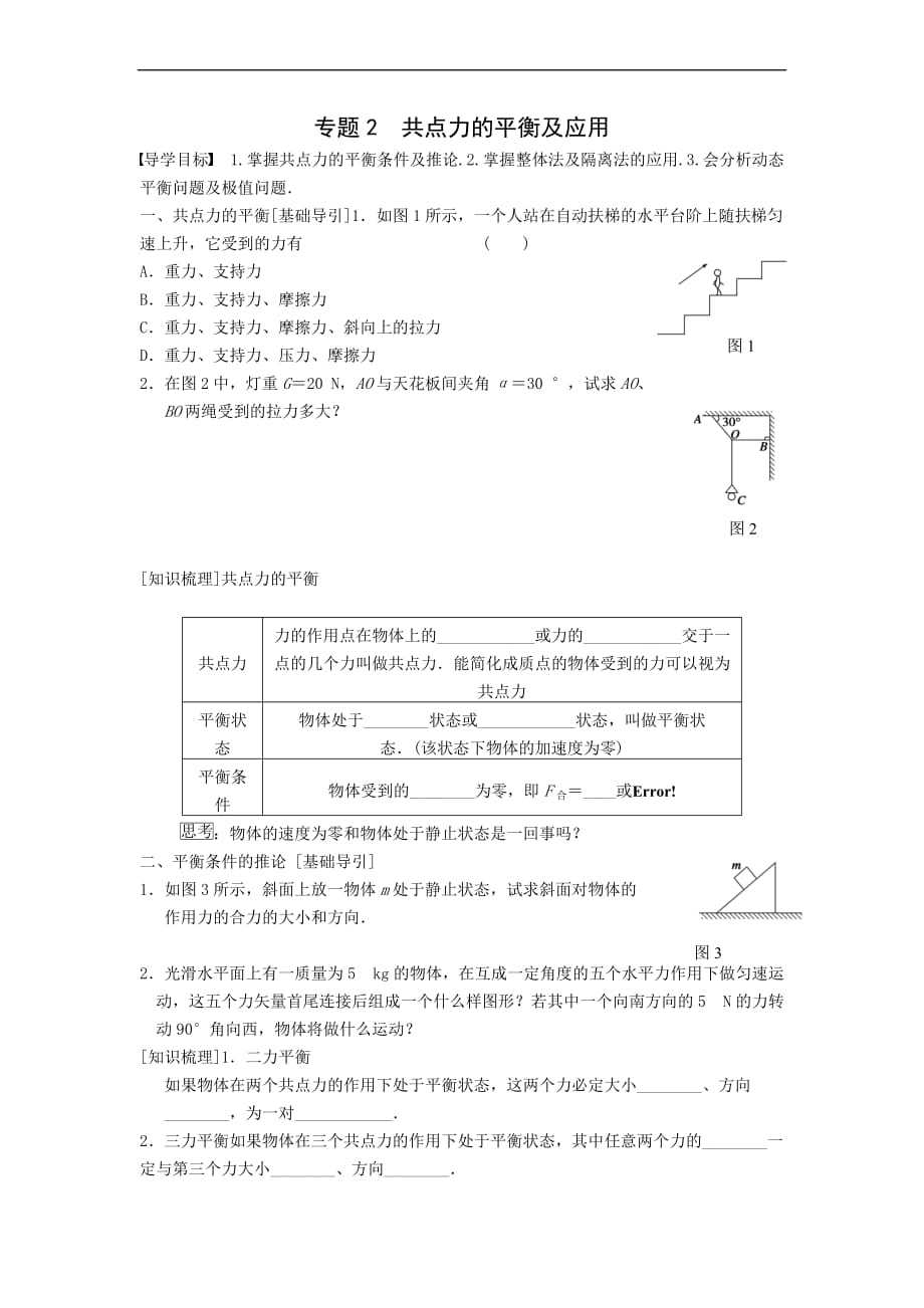 高一物理力学专题-共点力的平衡专题.doc_第1页