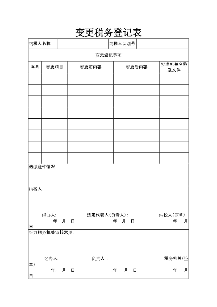 （梁伟样）税法（第五版）情境一常用表：变更、注销税务登记表_第1页