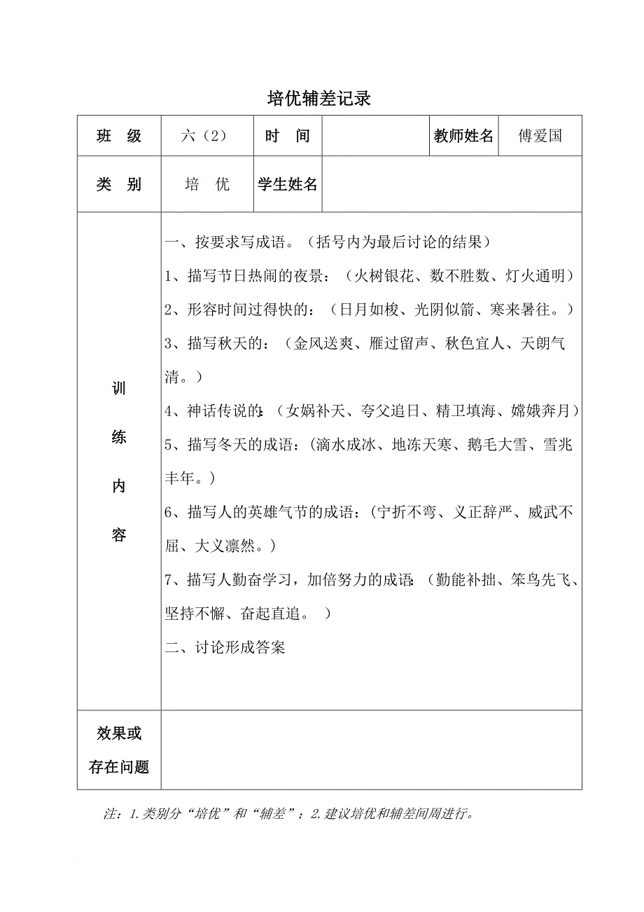 苏教版六年级语文培优辅差计划和记录.doc_第4页