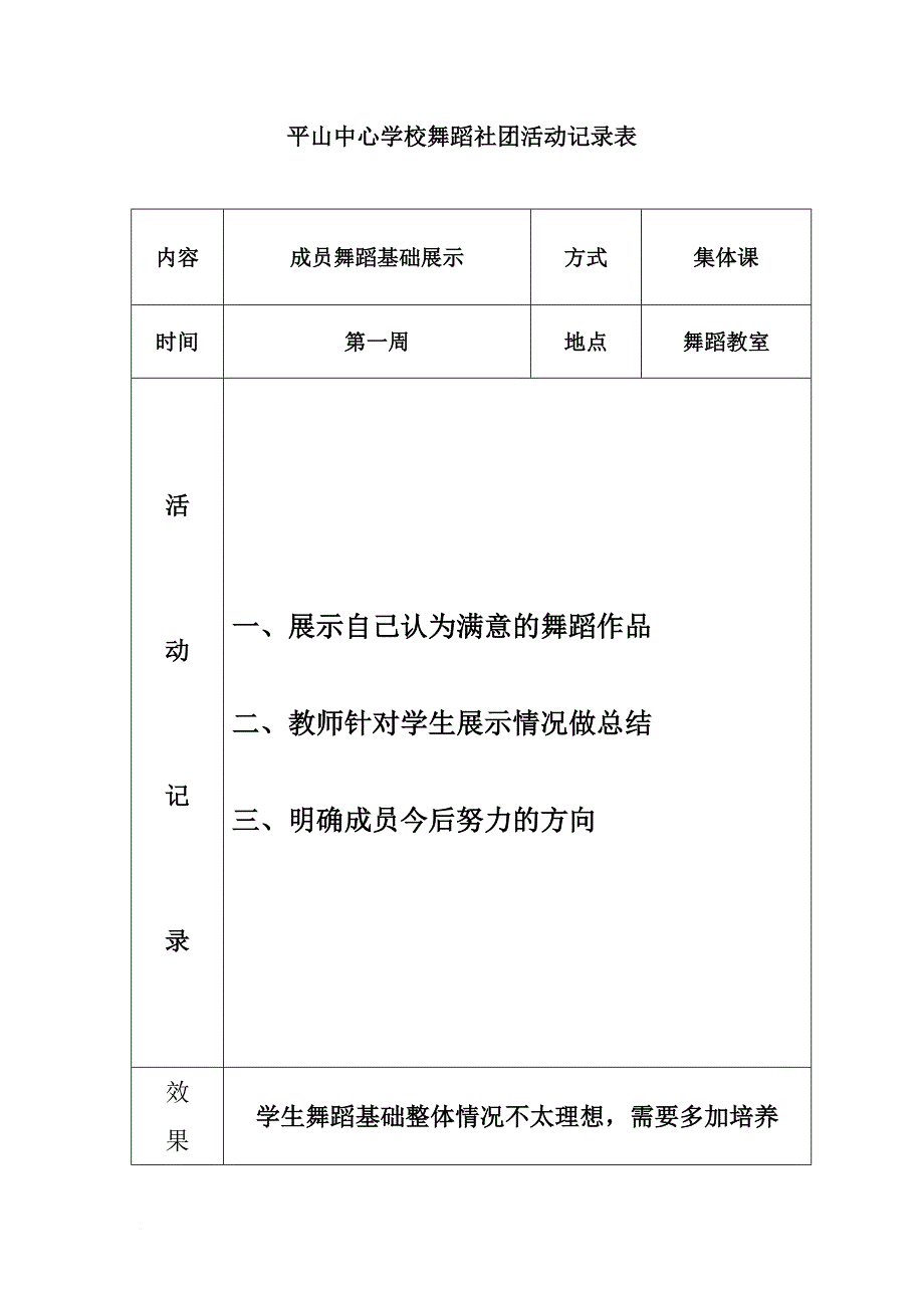 舞蹈社团活动记录.doc_第1页