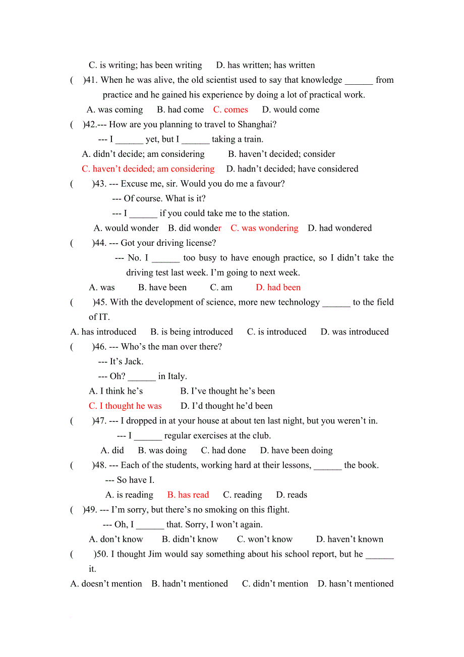 高中英语语法(时态语态)练习精选.doc_第4页