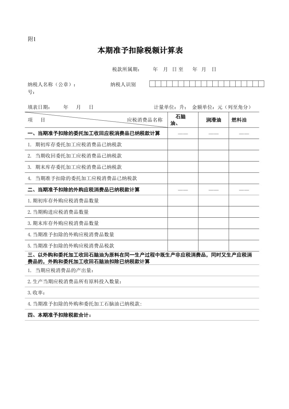 （梁伟样）税法（第五版）情境三常用表：成品油应税消费品申报表_第3页