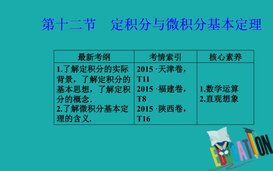 2020届高考数学（理科）总复习课件：第二章 第十二节 定积分与微积分基本定理_第2页