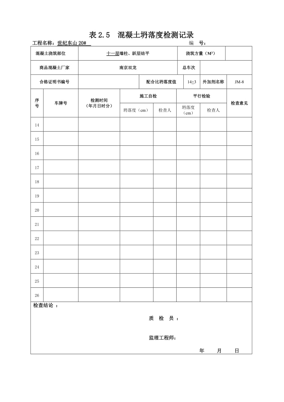 混凝土坍落度检测记录.doc_第2页