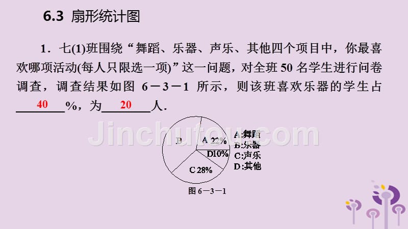 2019年春七年级数学下册第6章数据与统计图表6.3扇形统计图课件新版浙教版_第4页