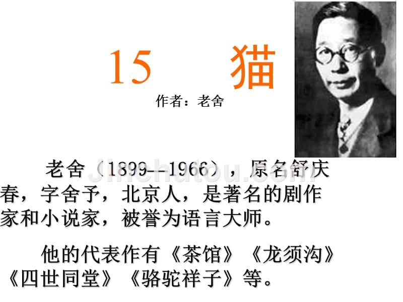 人教版四年级语文上册老舍猫优秀课件_第1页