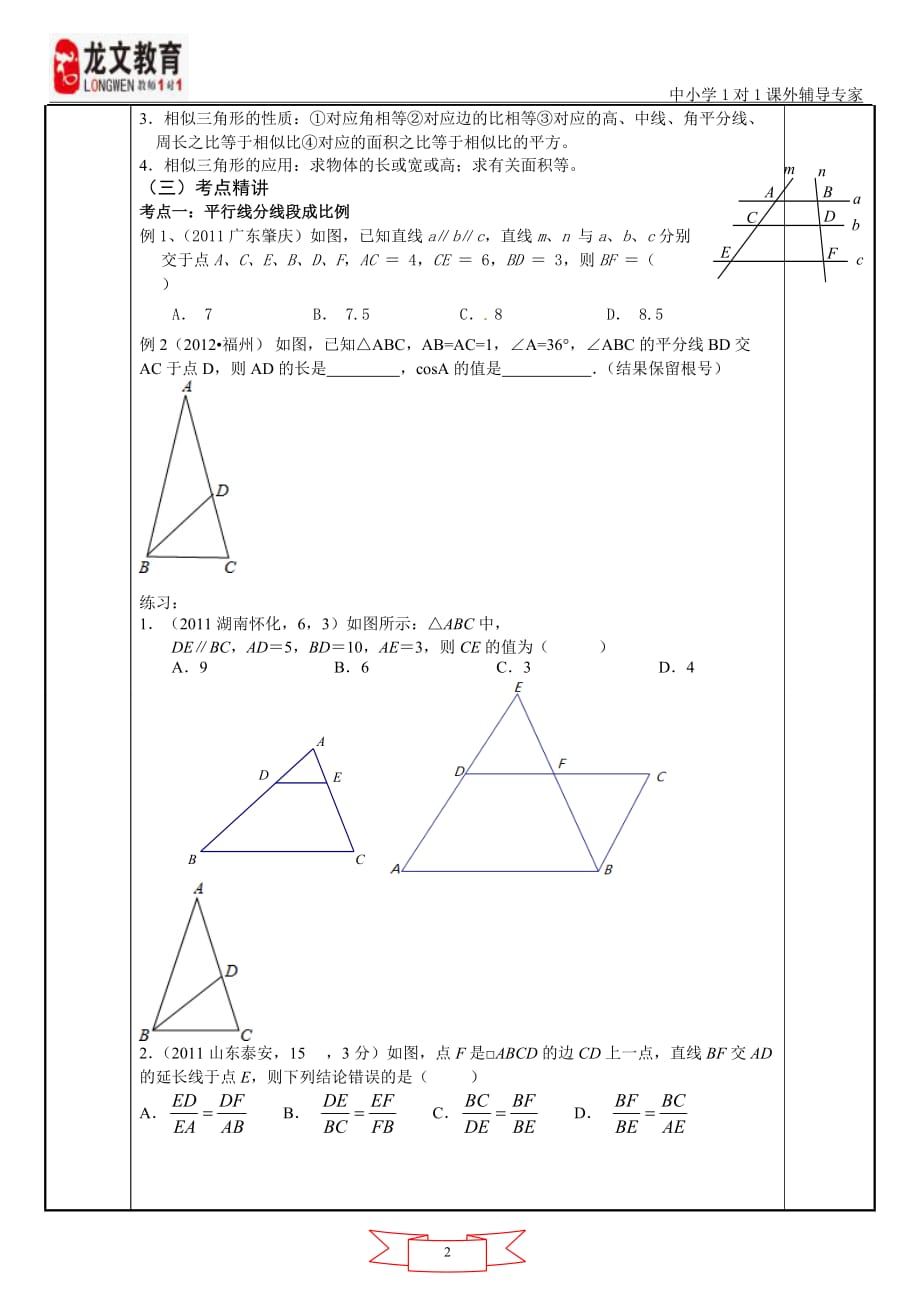 相似三角形专题复习教案.doc_第2页