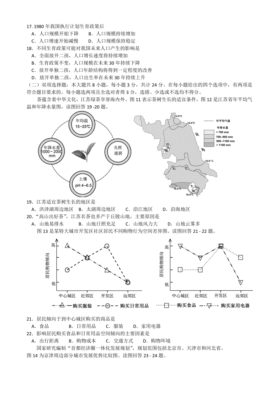 2014年江苏高考试题——地理(高清)_第4页