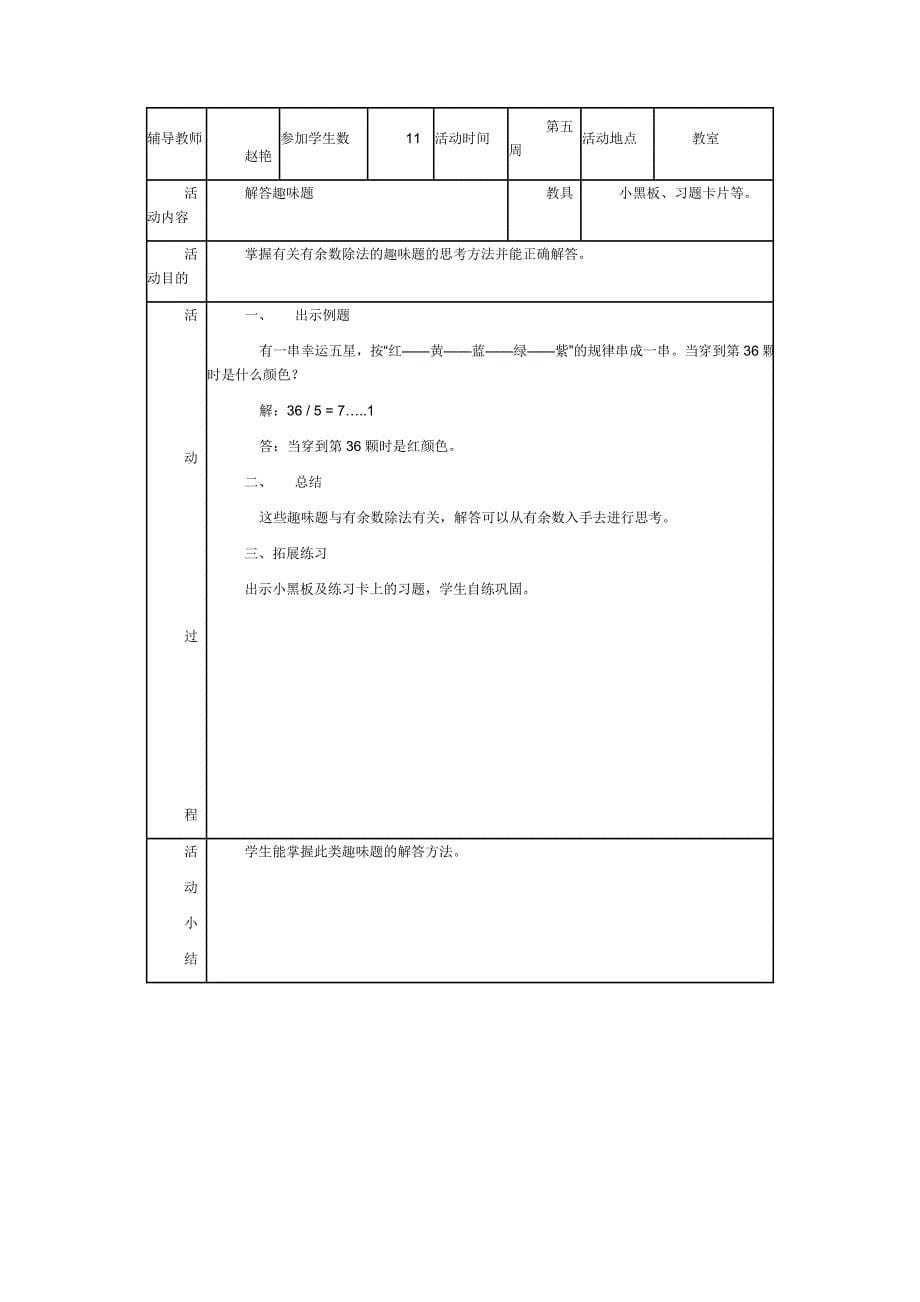 城头小学数学兴趣小组活动记录资料_第5页