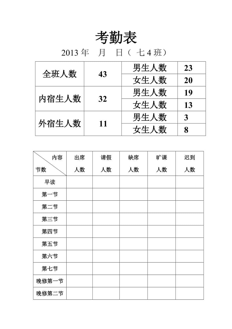 八4座位表班干部课程表等模板资料_第5页