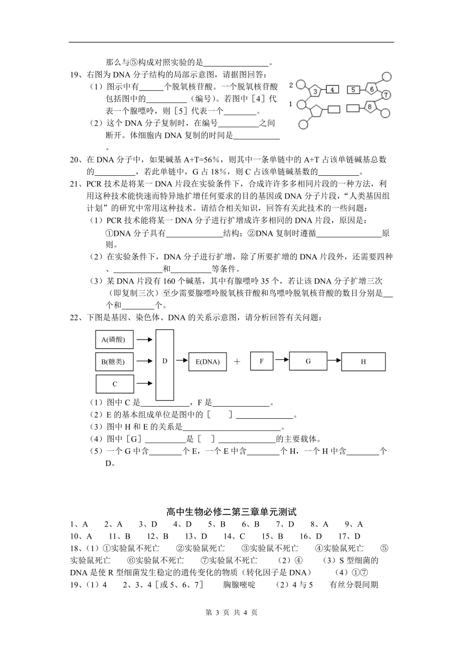 高中生物必修二第三章单元测试_第3页