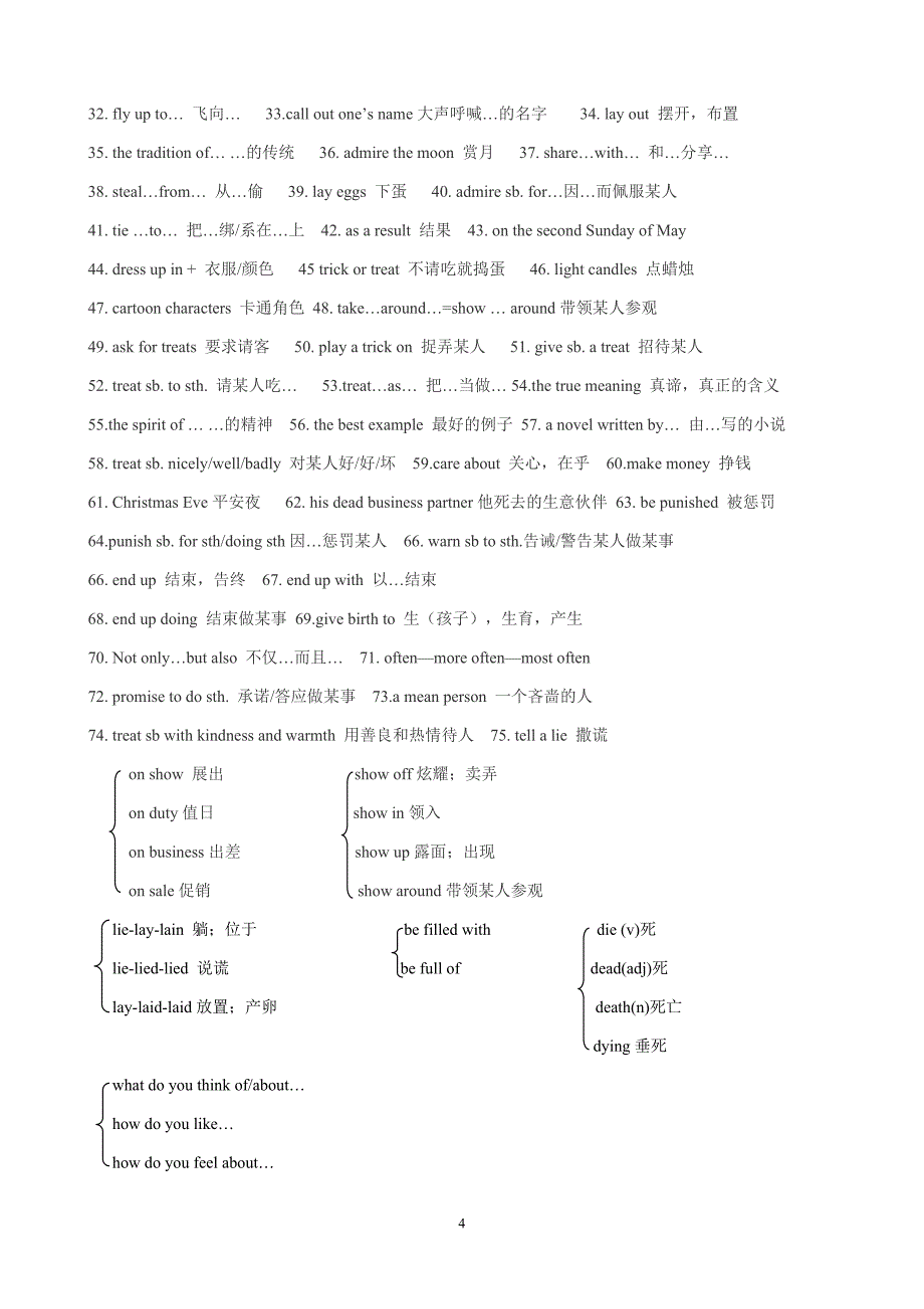 人教版九年级英语短语和重要句型归纳资料_第4页