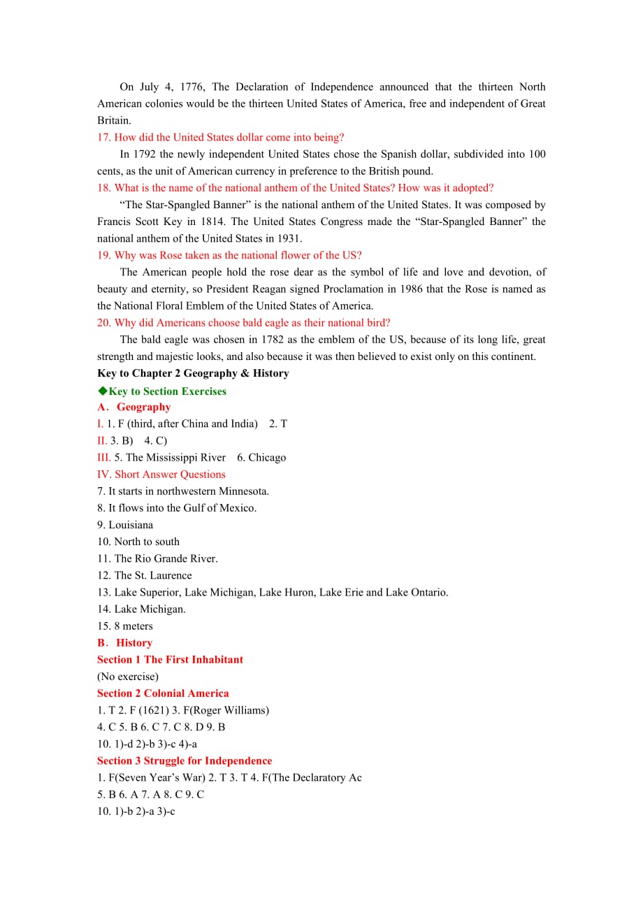 answer keys for exercises of understanding the united states_第2页