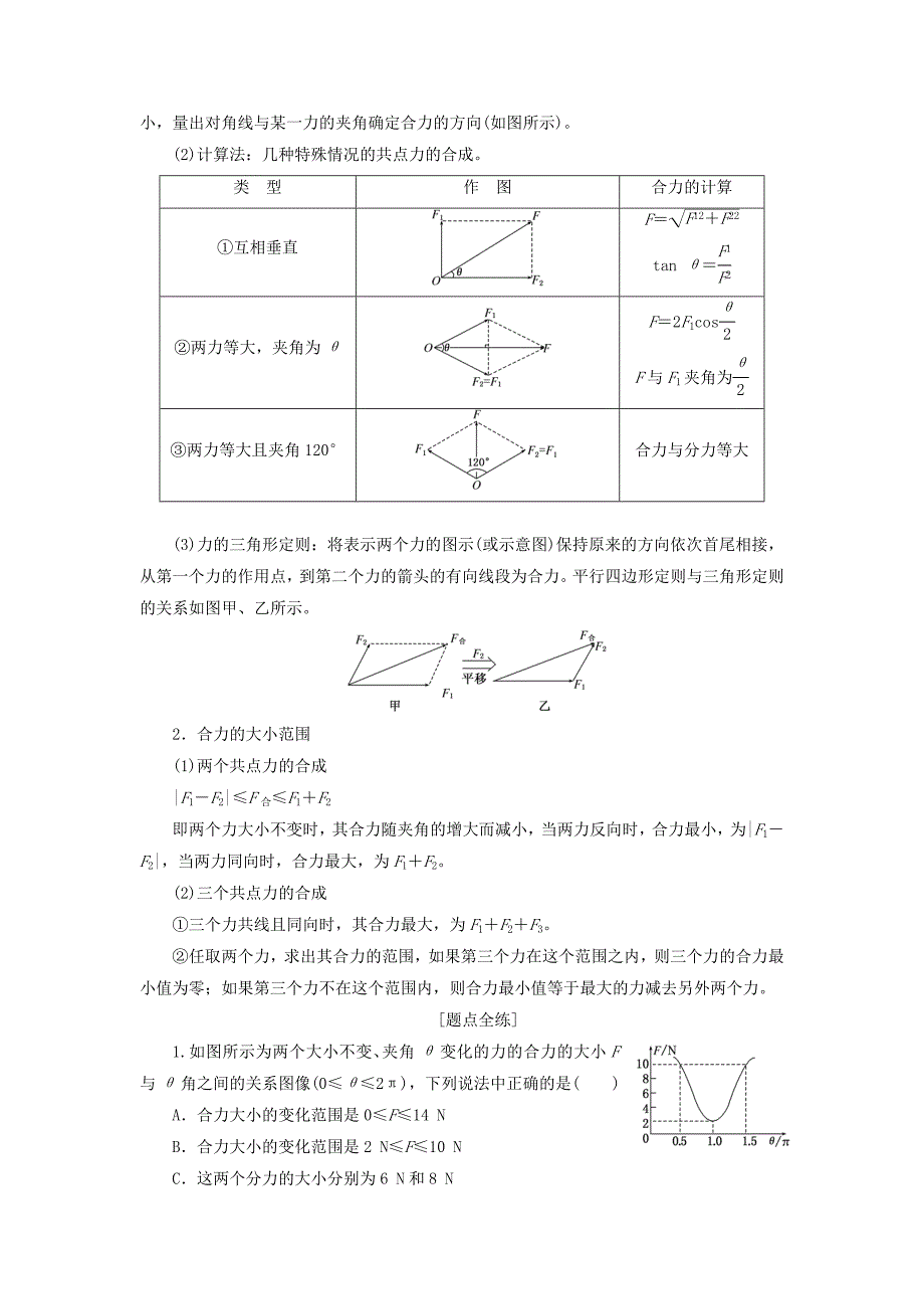 江苏专版2020版高考物理一轮复习第二章第3节力的合成与分解讲义含解析_第2页