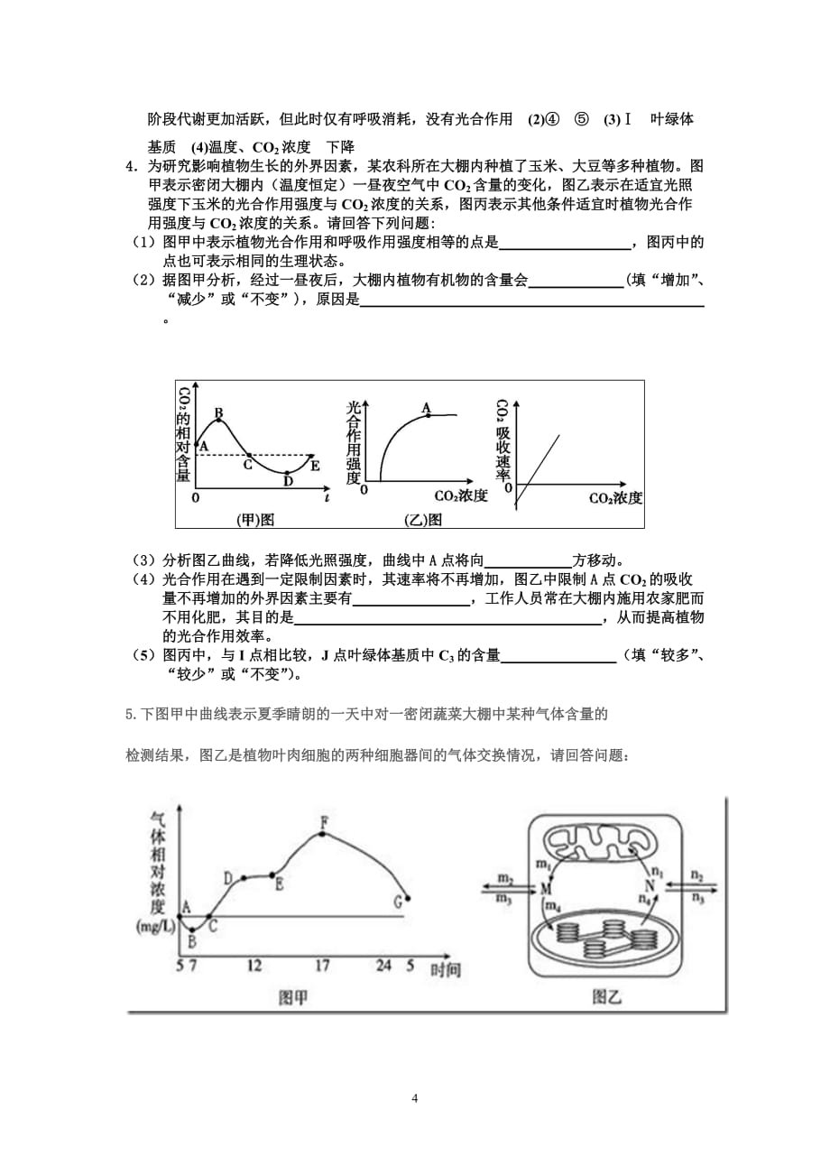 光合作用和呼吸作用有关曲线图像题解题技巧资料_第4页