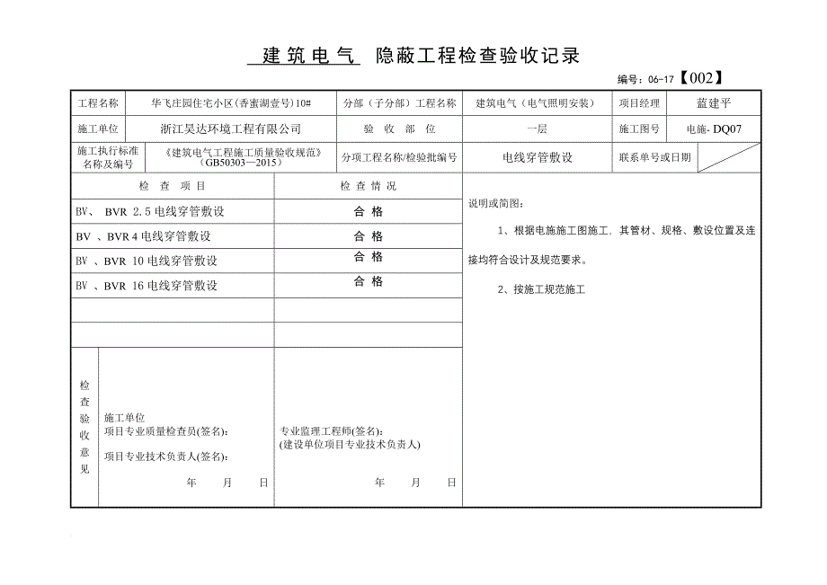 电线穿管敷设隐蔽工程检查验收记录10#楼.doc_第2页