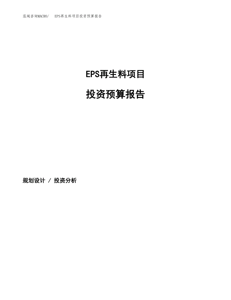 EPS再生料项目投资预算报告_第1页